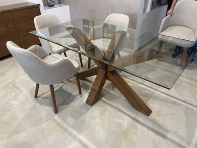 glass table and chair